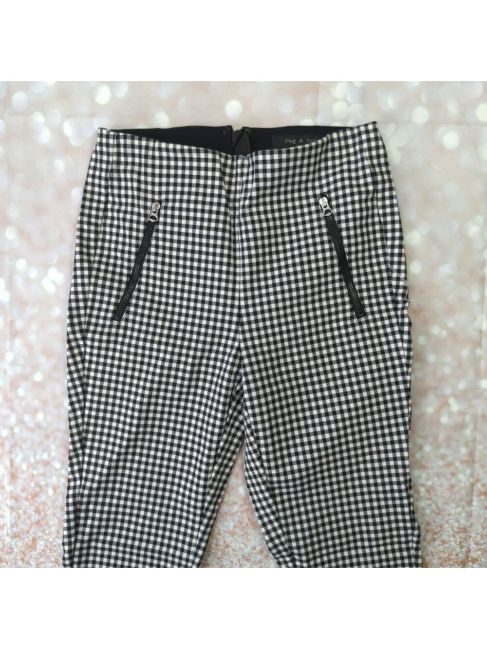 Rag & Bone Simone Zip Pocket Gingham Pants, Women's Size 0